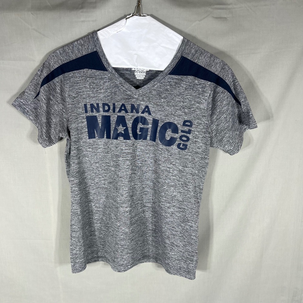 Holloway Indiana Magic Gold T-Shirt Womens Size Medium Gray Navy V-Neck Tee